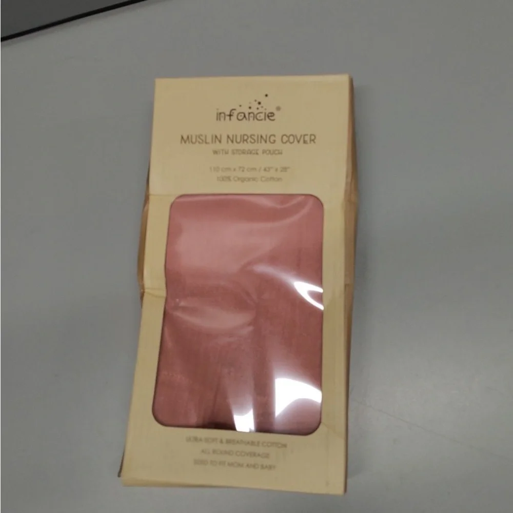 Infancie 100% Organic Cotton Muslin Nursing Cover Pink NEW